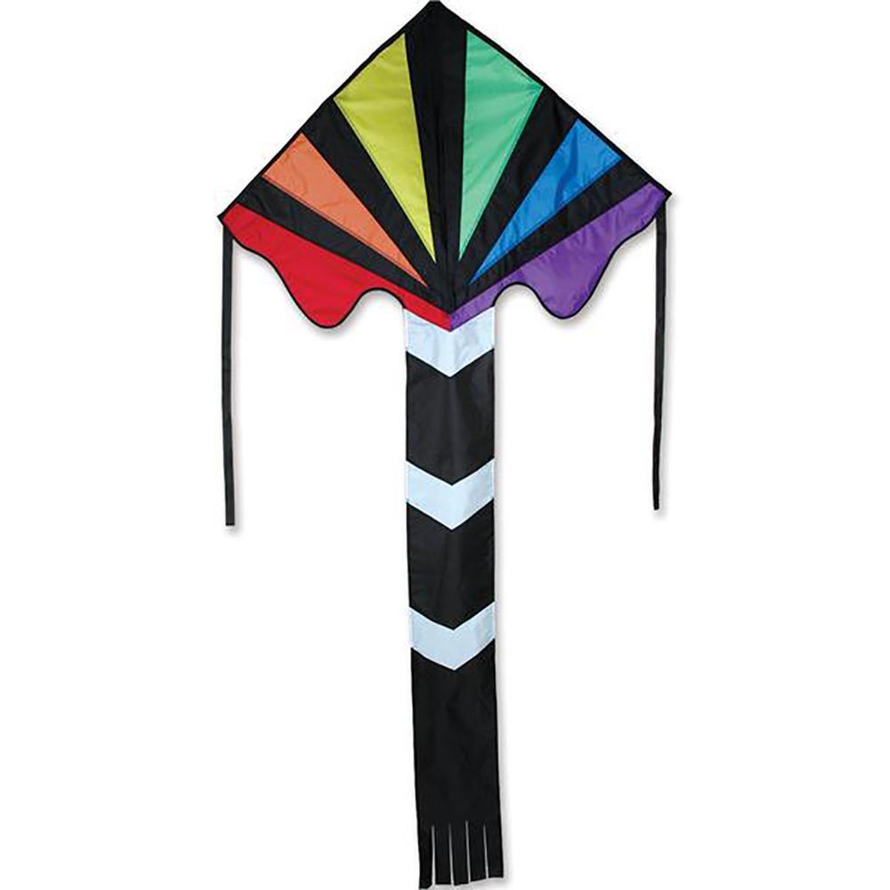 Black Rainbow Large Easy Flyer Kite - Premium Outdoor Flying Toy for Kids & Adults - Perfect for Beach, Park & Backyard Fun