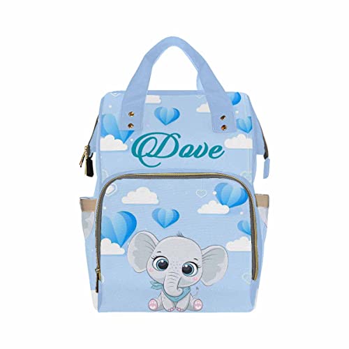 **Personalized Baby Elephant Diaper Backpack - Custom Text Mummy Nursing Shoulder Bag for Moms, Girls & Travel | Casual Daypack, Mother's Day Gift | Perfect for Outings, Travel & Daily Use**