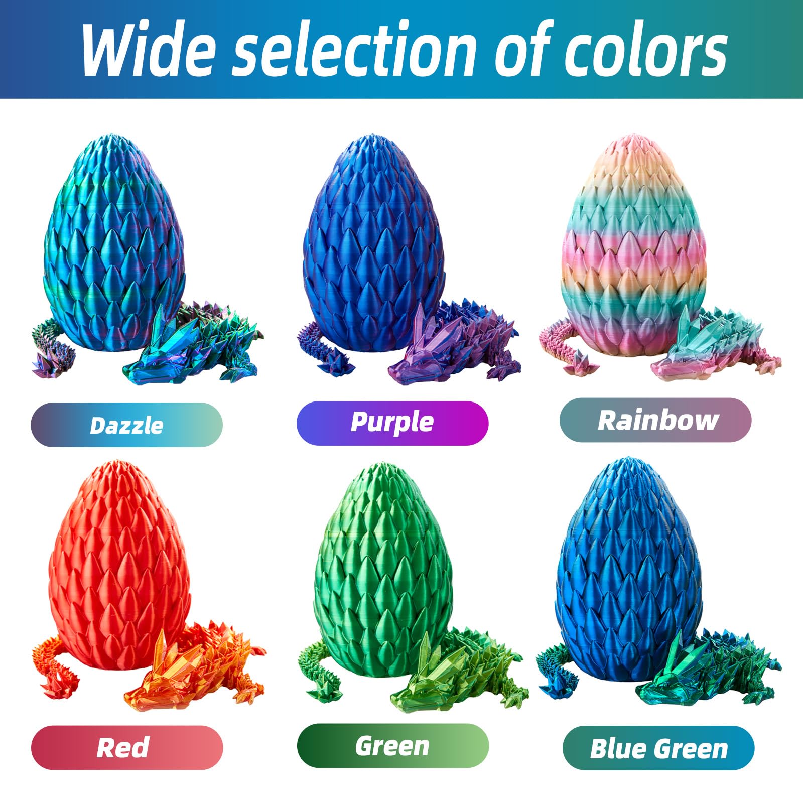 3D Printed Dragon Egg - 15 Inch Crystal Dragon Easter Egg, Surprise Fidget Toy for Kids & Adults, Unique Home Office Decor Gift for Birthdays & Holidays - Perfect for Stress Relief, Party Favors, and Fantasy Themed Collections