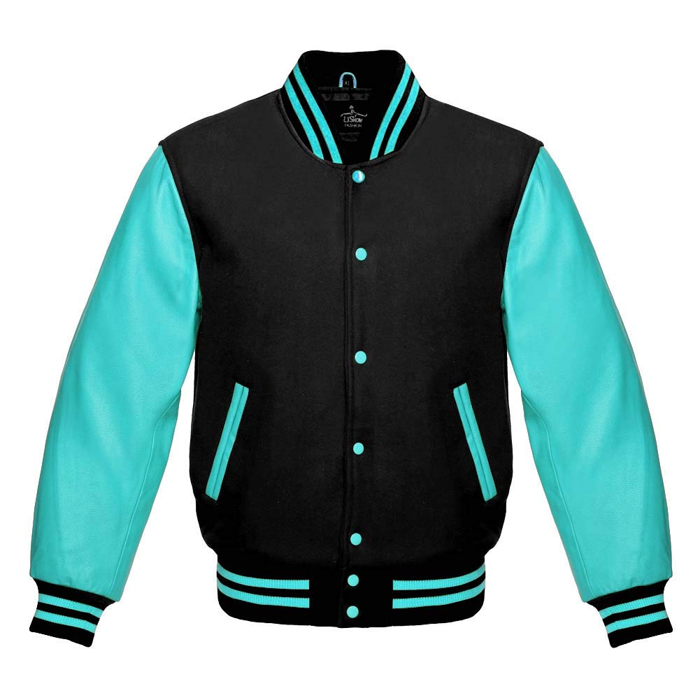 Premium Wool & Genuine Leather Varsity Jacket - Baseball Letterman Bomber for School & College | Stylish Outerwear for Sports, Casual Wear & Campus Fashion