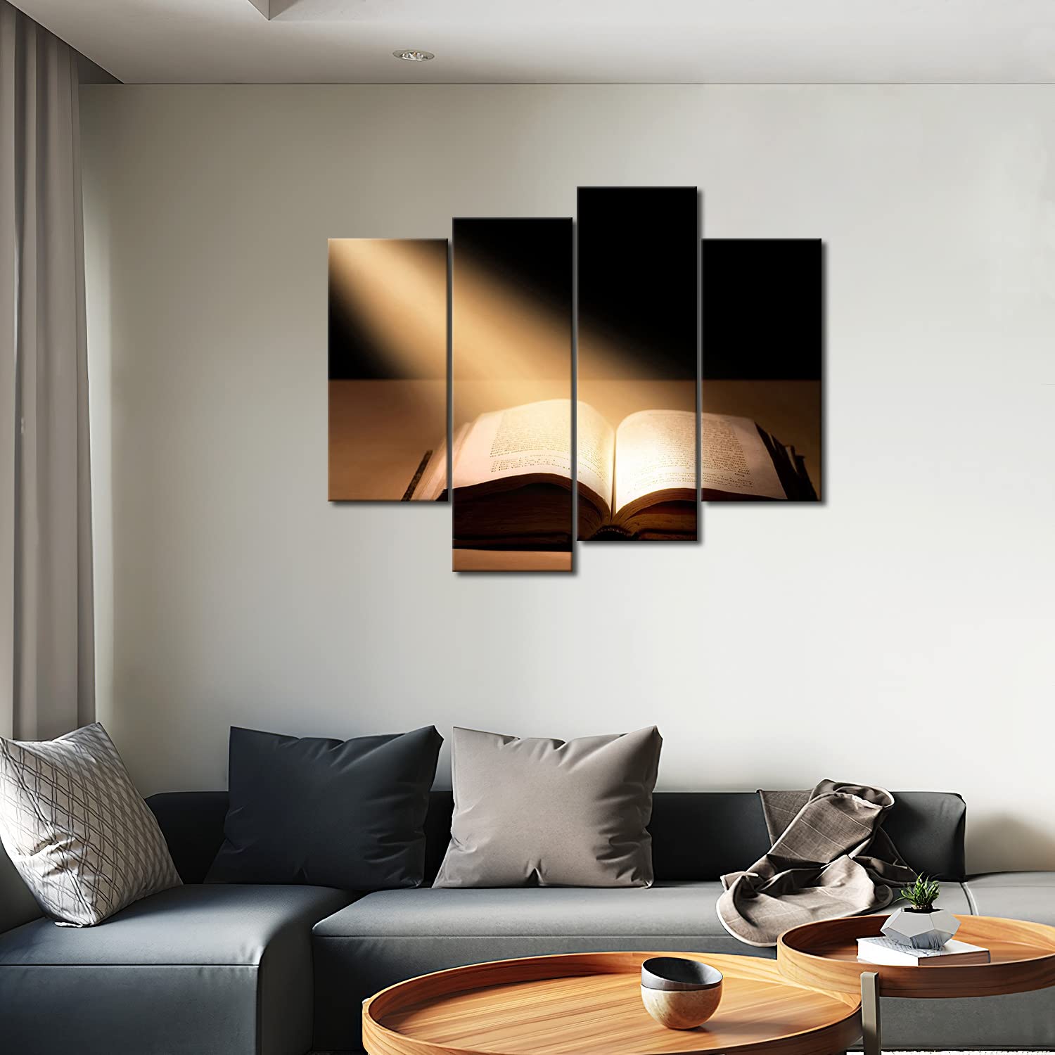 Religious Wall Art - Holy Bible & Jesus Canvas Painting for Christian Home Decor - Inspirational Scripture Print on Canvas - Perfect Gift for Faithful Believers & Church Goers - Ideal for Living Room, Bedroom & Prayer Space