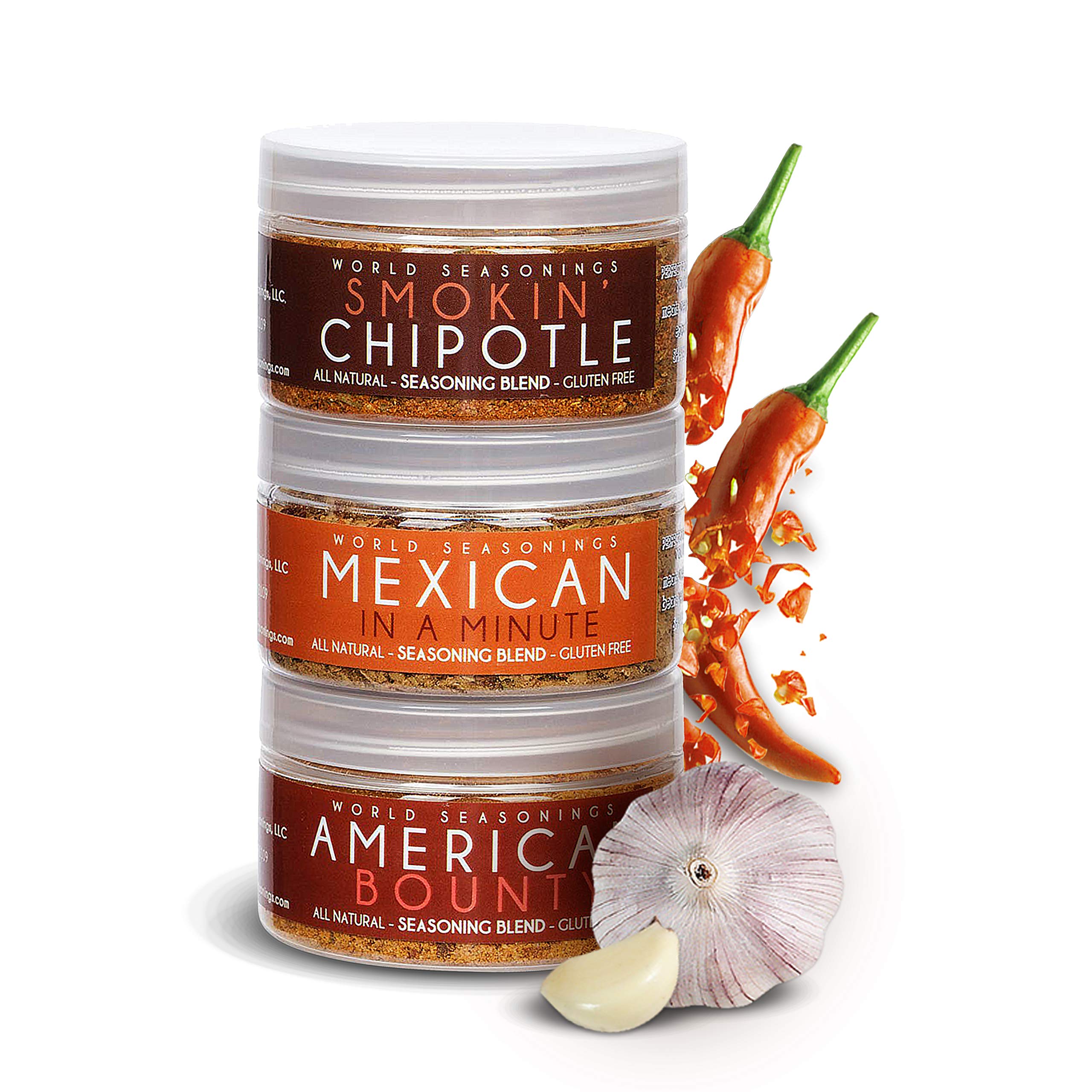 Premium American Spice Variety Pack - No MSG Seasoning Set with Mexican & Smoky Chipotle Flavors | Spanish Seasoning Mix, Pork Marinade & BBQ Rub | Perfect for Grilling, Smoking & Everyday Cooking