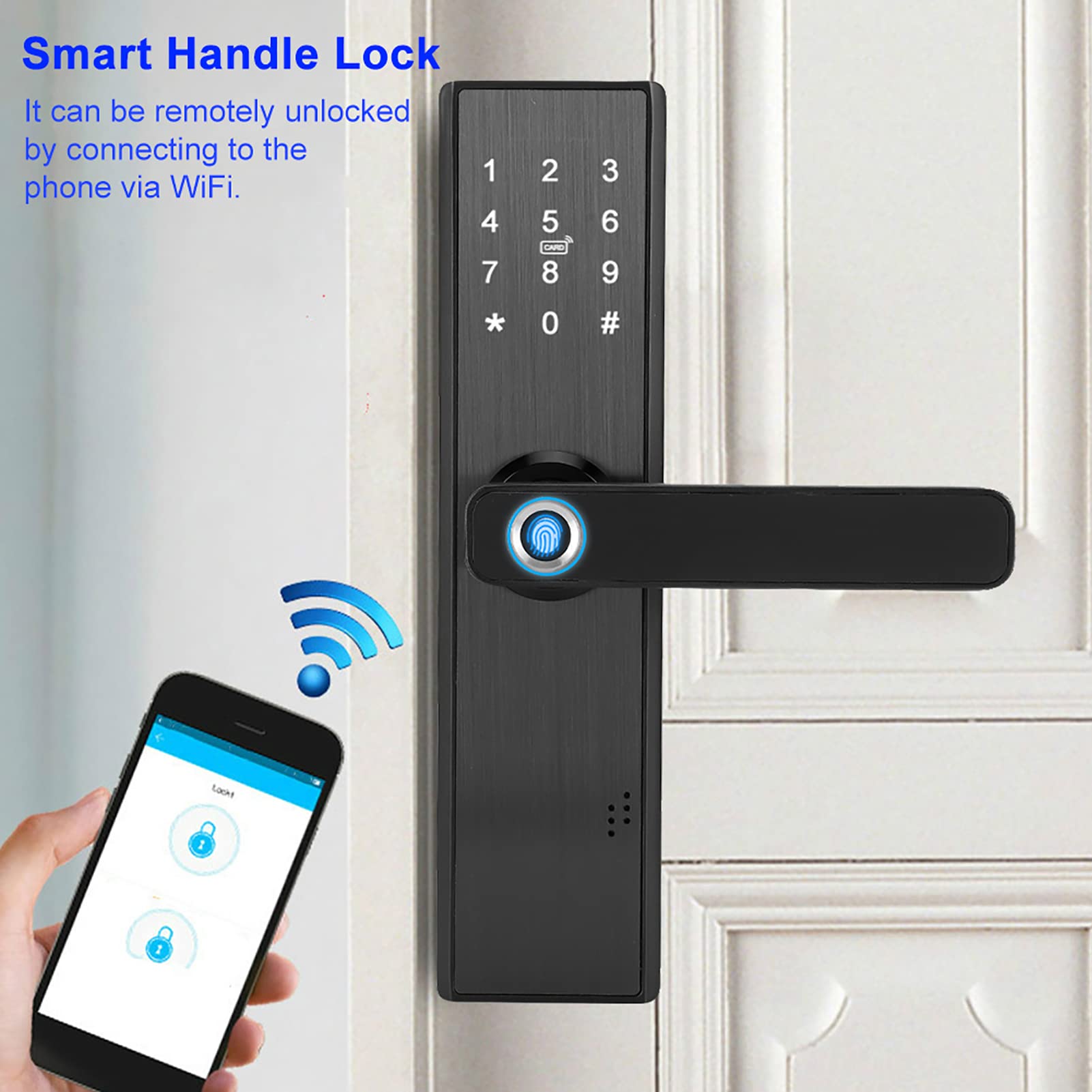 Smart Fingerprint Door Lock - Biometric, Password & IC Card Access, Intelligent Recognition, Quick Entry with Mechanical Key - Ideal for Homes, Apartments & Offices