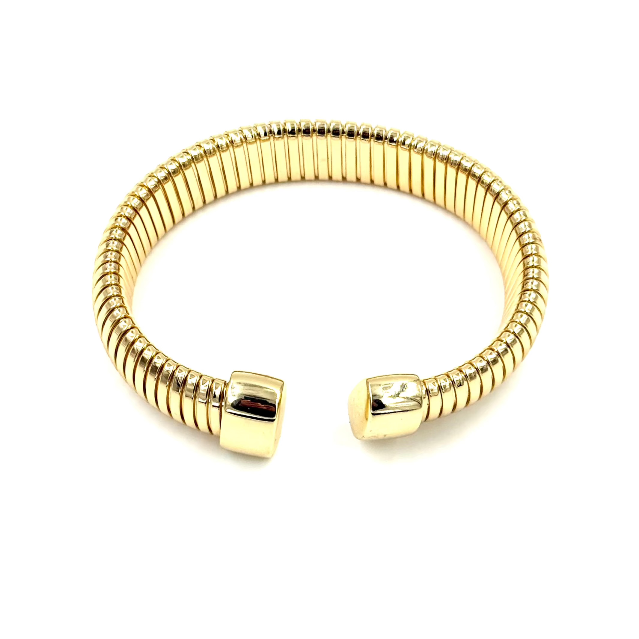 Ashley Gold Stainless Steel Gold Plated Open End Plain Slinky Bangle Bracelet for Women - Elegant Stackable Jewelry for Party, Wedding & Everyday Wear