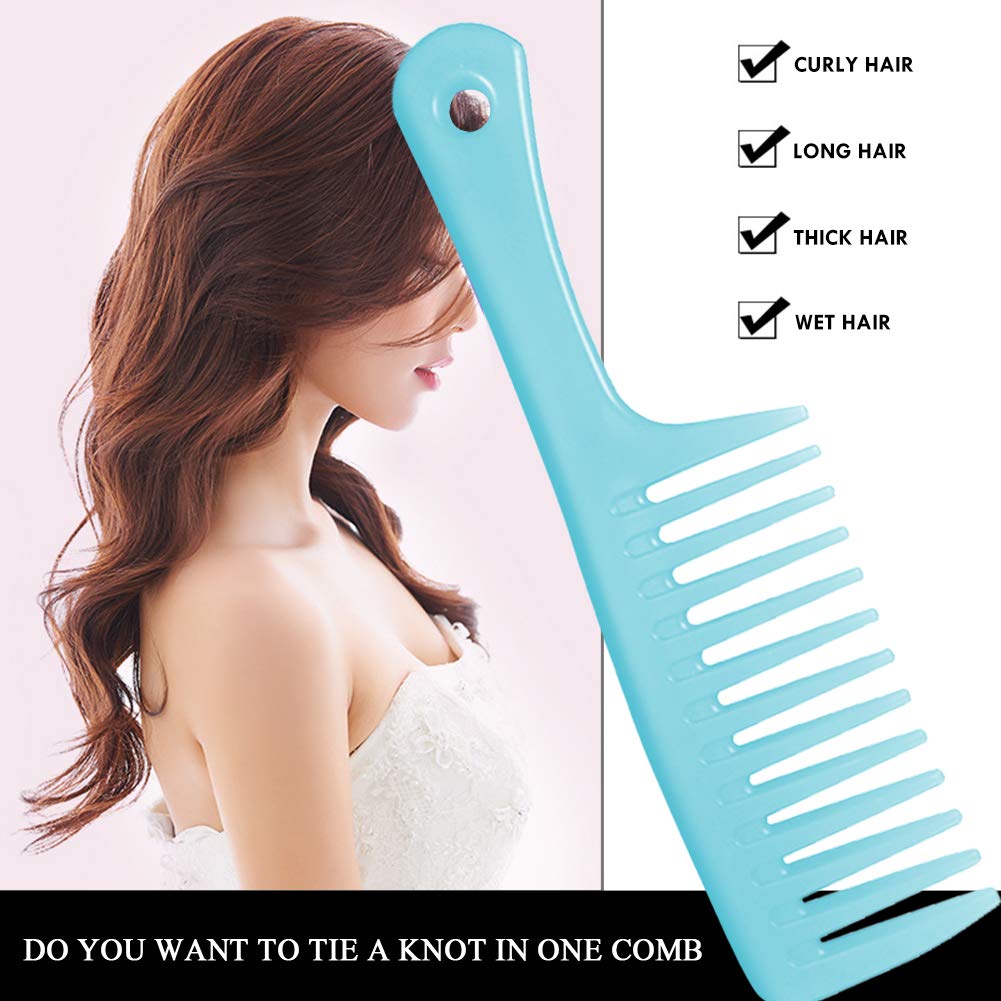 **Wide Tooth Comb for Detangling Hair - Premium Durable Large Hair Brush for Curly, Long & Wet Hair - Gentle Styling & Knot-Free Care (Blue) - Perfect for Salon, Travel & Home Use**