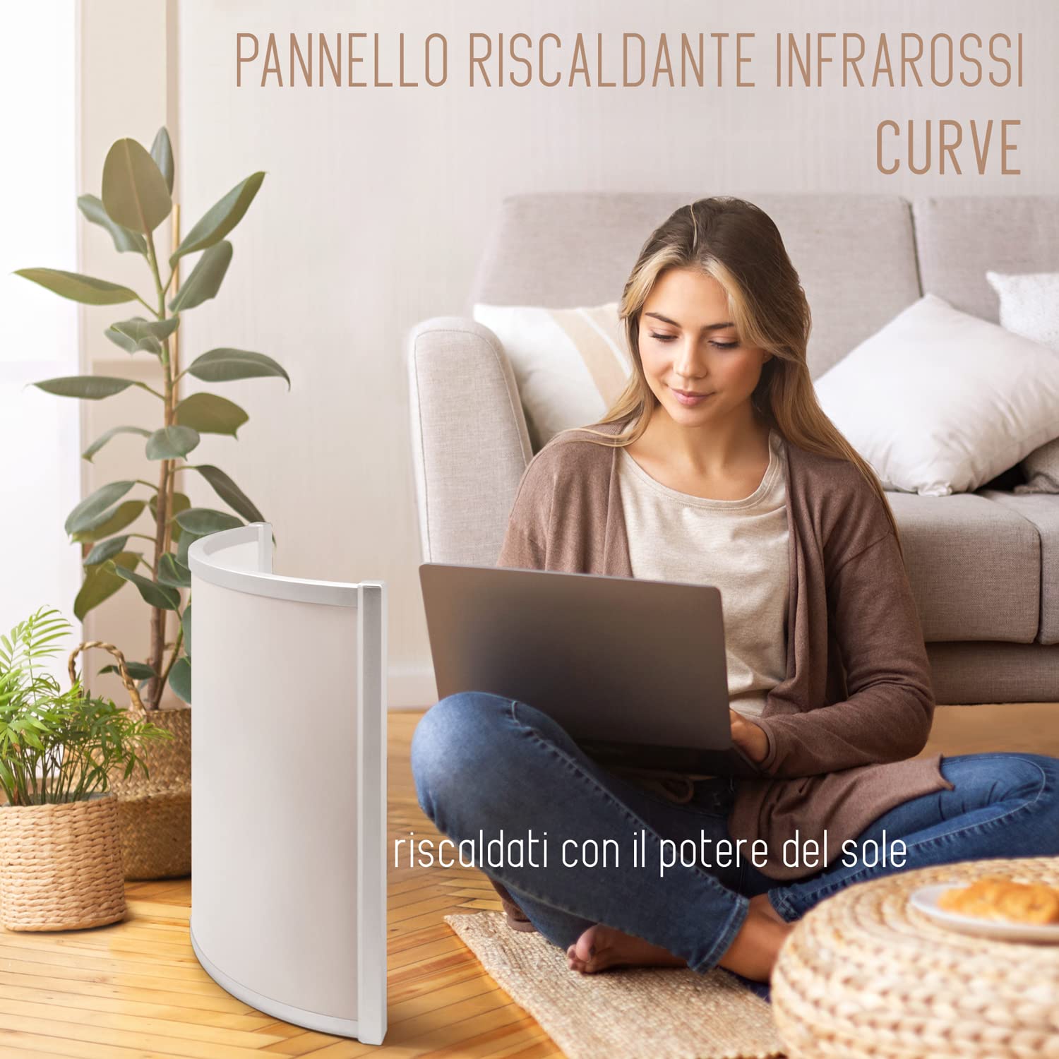 ULCANO Carbon Crystal Infrared Heating Panel - 300W, 55x50cm, Curved Design, Aluminum Body | Energy Efficient, High Heat Conversion, Non-Drying Air | Perfect for Home, Office & Bedroom Heating