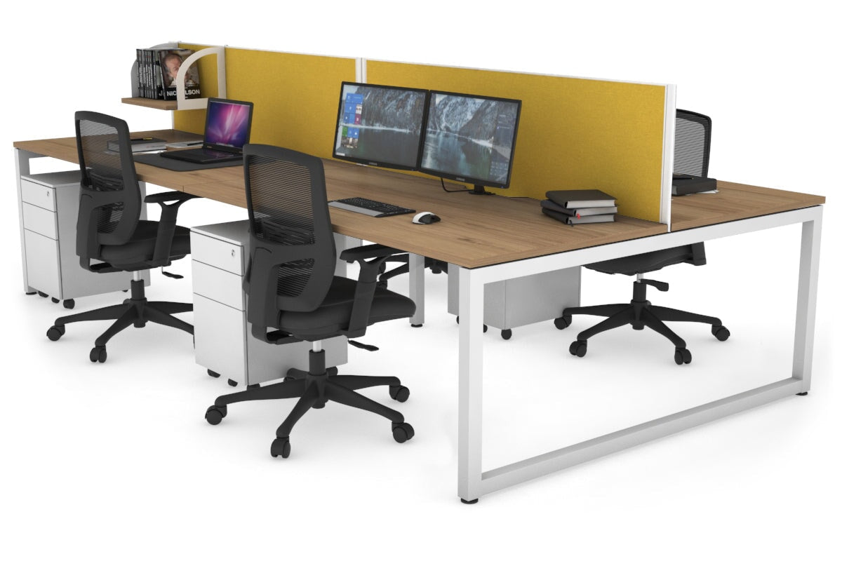 Quadro Loop Legs 4 Person Office Workstation - 1800L x 800W with Cable Management Scallop - Ideal for Collaborative Workspaces & Open Office Environments