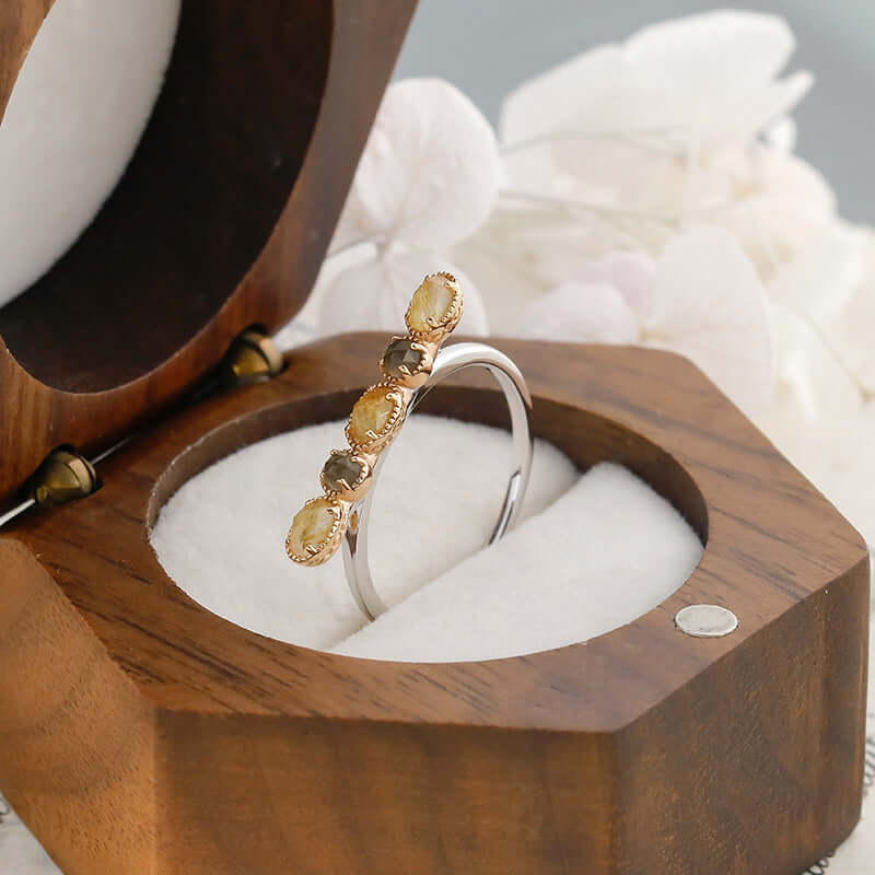 Exquisite Citrine Bar Shape Five Birthstones Ring for Women | Elegant Birthstone Jewelry Gift for Birthday, Anniversary & Special Occasions | TB2368