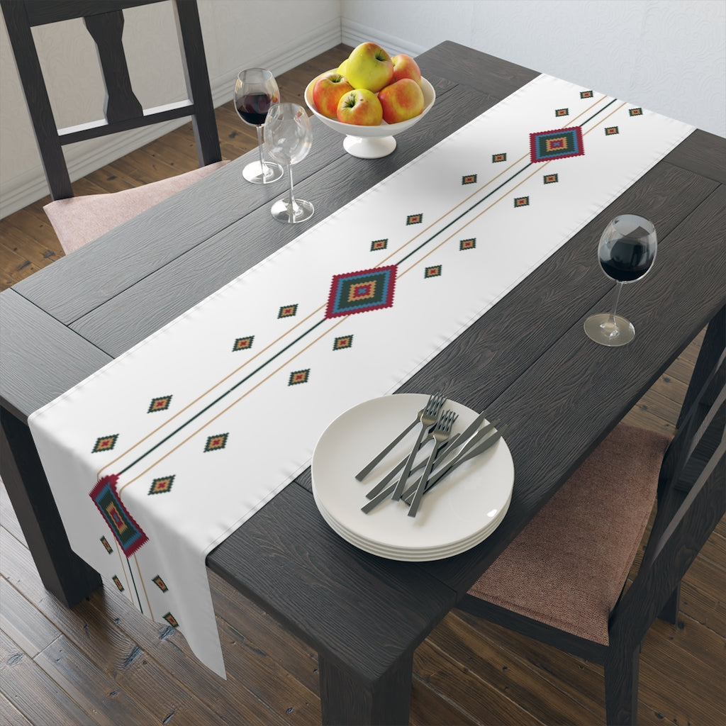 White Diamond Southwestern Table Runner - Cotton or Polyester Kitchen Table Linens for Dining Room Decor & Holiday Entertaining