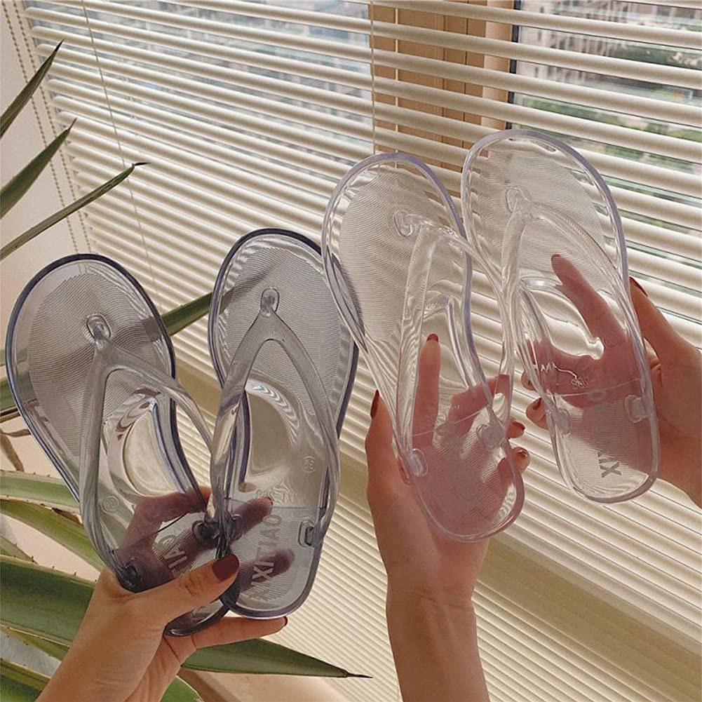 YIBLBOX Women's Transparent Flip Flops - Comfortable Beach Sandals & Pool Slippers for Summer, Outdoor, Vacation, and Relaxing at Home