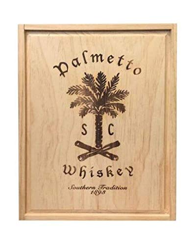Premium Palmetto Whiskey Oak Collector's Box - Handcrafted Wooden Display Case for Bourbon & Scotch Whiskey Bottles - Perfect for Home Bar, Man Cave, or Gift Giving