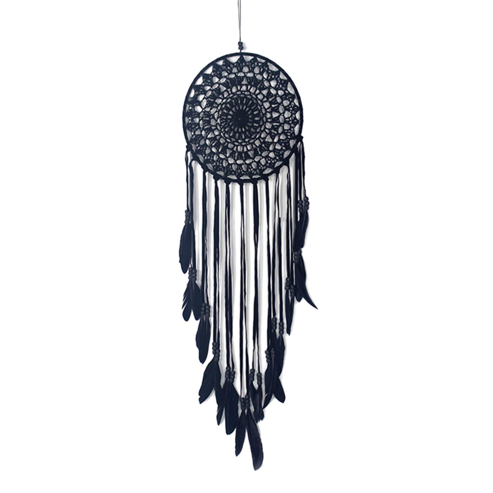 Handmade Dream Catcher with Feathers & Beads - Bohemian Wall Hanging Decor for Bedroom, Nursery, Living Room, Balcony & Car - Black | Perfect for Home Decor, Wedding Gifts & Spiritual Spaces