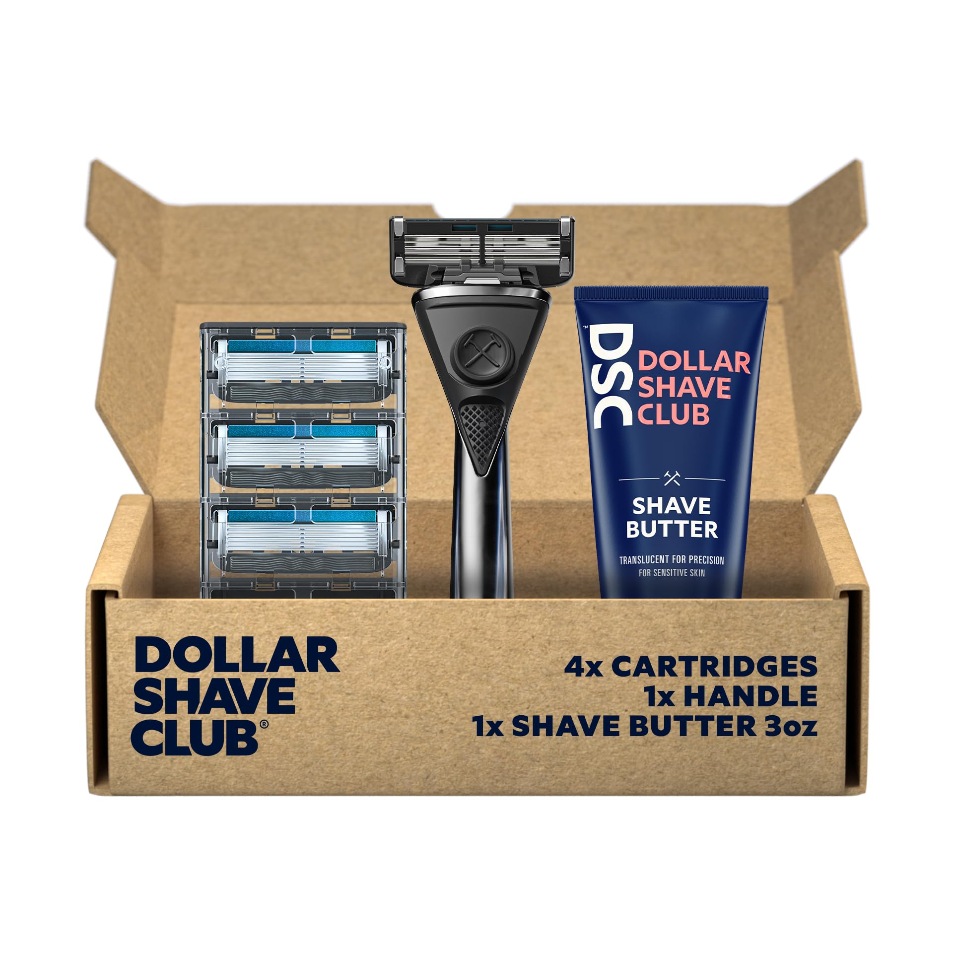 Dollar Shave Club 8-Pack 6-Blade Razor Refills with Heavy Metal Shaving Kit - Includes 6 Premium Razors & Shave Butter for Smooth, Comfortable Shaving | Perfect for Travel & Daily Grooming Routine