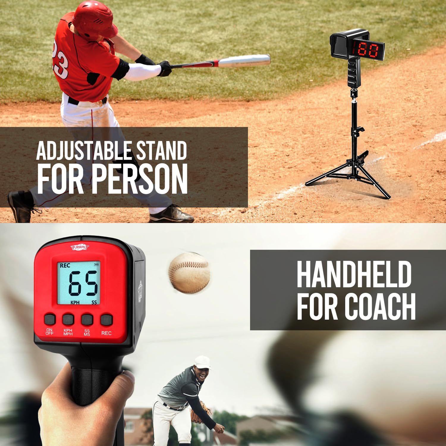 **Baseball Radar Guns for Speed Training - LED & LCD Display Speed Sensor with Handheld & Hands-Free Modes, Tripod Included - Perfect for Baseball Players, Coaches & Practice Sessions**