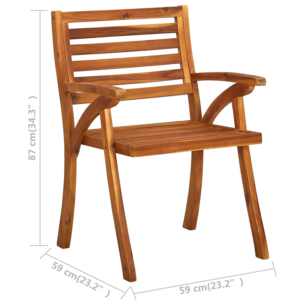 Premium Acacia Wood Patio Dining Chairs with Blue Cushions - Set of 3 - Weather-Resistant Outdoor Furniture for Garden, Deck & Poolside - Easy Assembly & Durable Design