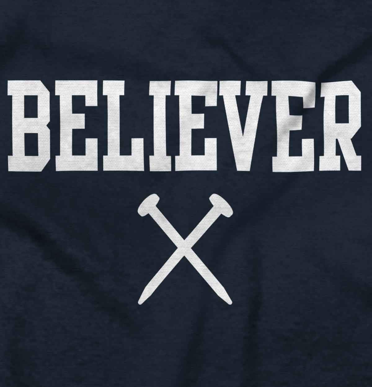 Classic Teaze Believer Nails Cross Christian Hoodie Sweatshirt for Women & Men - Religious Apparel for Church, Bible Study & Everyday Faith Wear