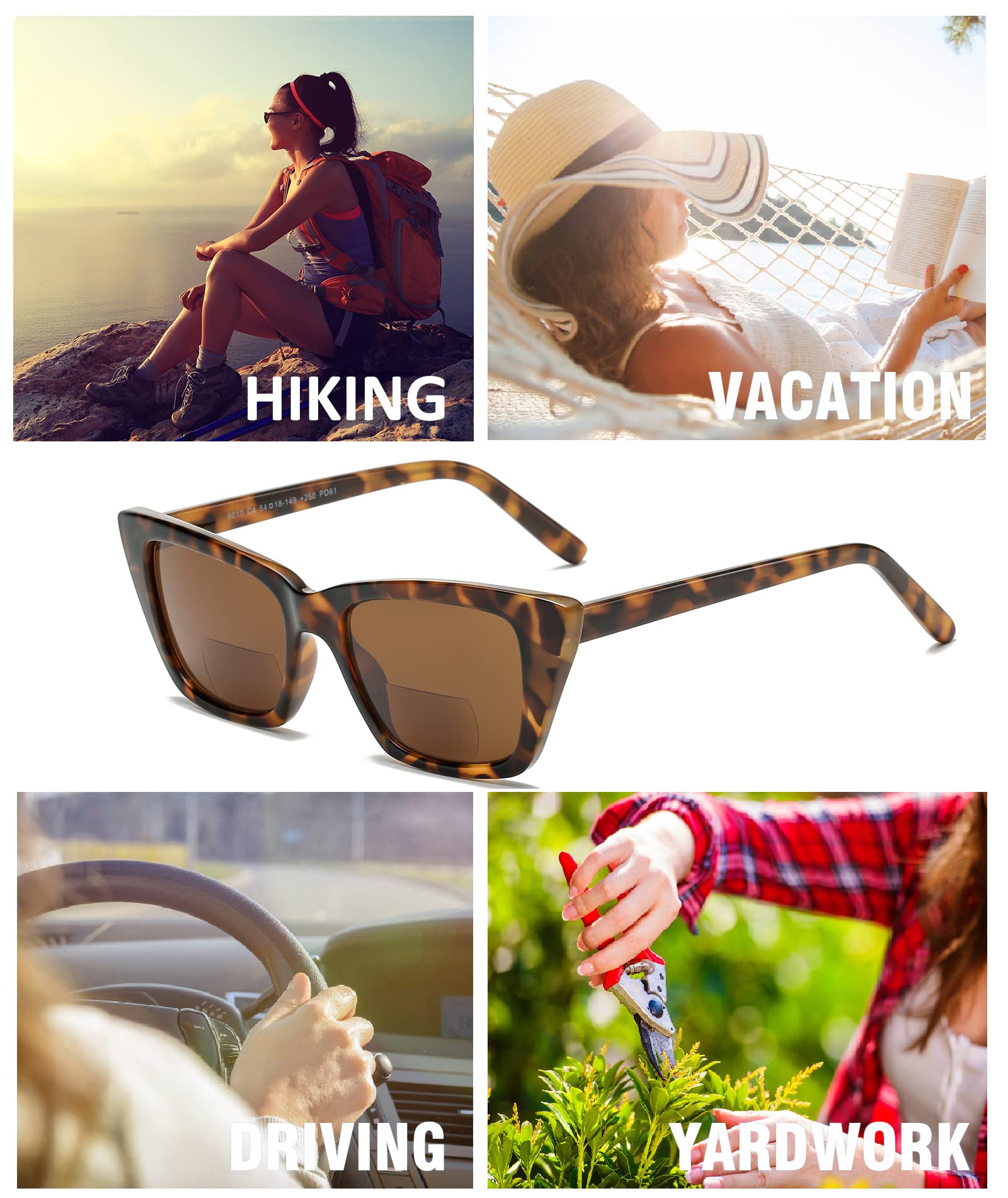 Bifocal Reading Glasses for Women - Oversized Cat Eye Blue Light Blocking Computer Glasses, Stylish Lightweight Fashion Eyewear for Reading, Office Work & Screen Time