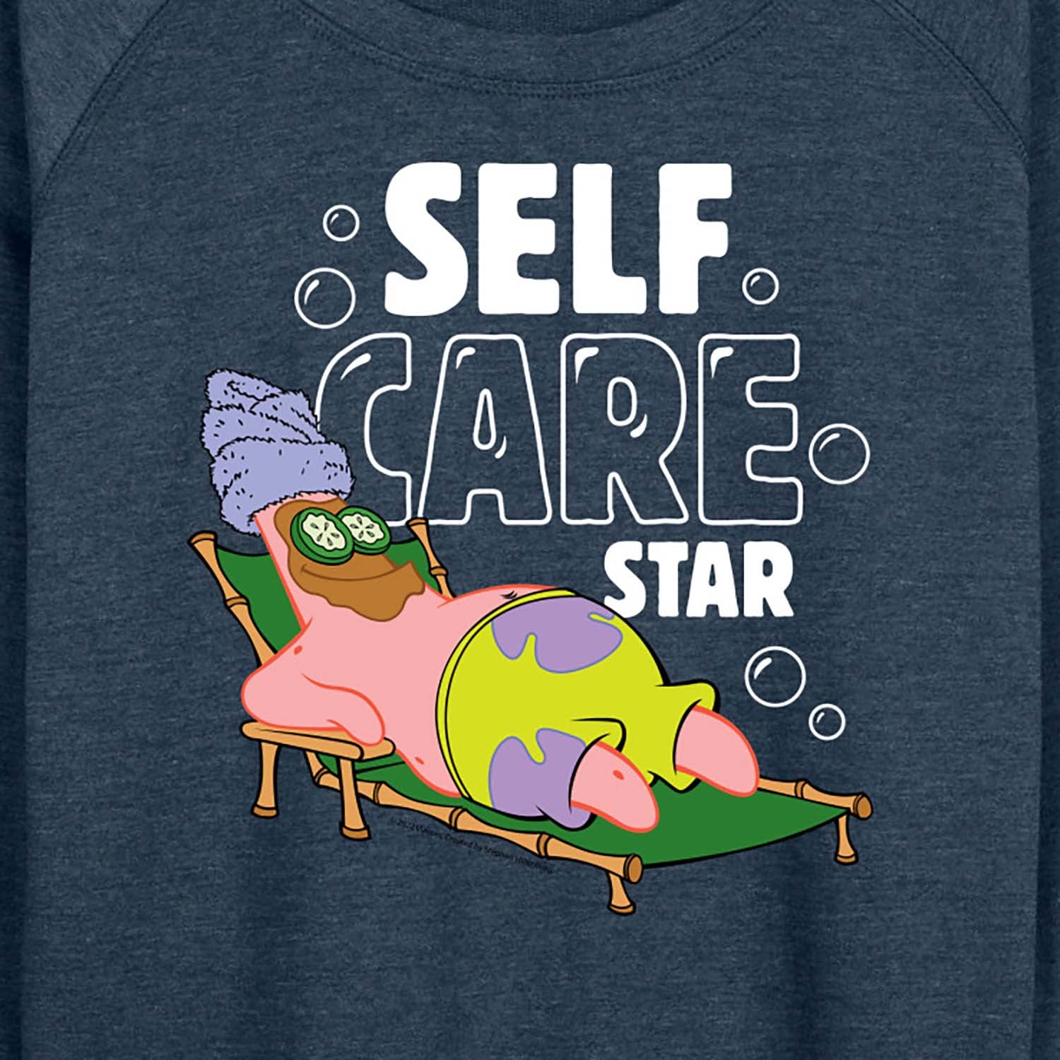 HYBRID APPAREL SpongeBob SquarePants Self Care Star Women's Lightweight French Terry Pullover Hoodie - Soft Lounge Wear for Relaxing at Home, Casual Outfits & Anime Fan Fashion