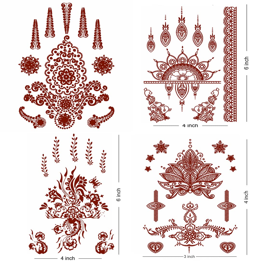Serene Blossoms Temporary Tattoo Set - 4 Pack Delicate Floral Body Art for Women & Girls | Perfect for Festivals, Parties & Summer Beach Looks