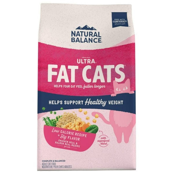 Natural Balance Fat Cats Chicken Meal & Salmon Meal Recipe Dry Cat Food - High Protein, Grain-Free Cat Food for Weight Management - Perfect for Indoor Cats & Overweight Felines