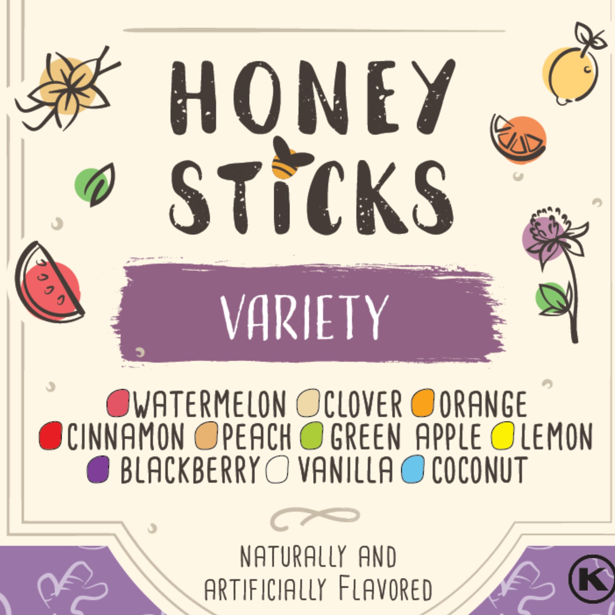 **Pure Honey Sticks Variety Pack - 100 Count Flavored Honey Straws for Tea, Coffee & Healthy Snacks | 1 Teaspoon per Stick | Made in USA with Real Honey | Perfect for On-the-Go, Office & Home Use**