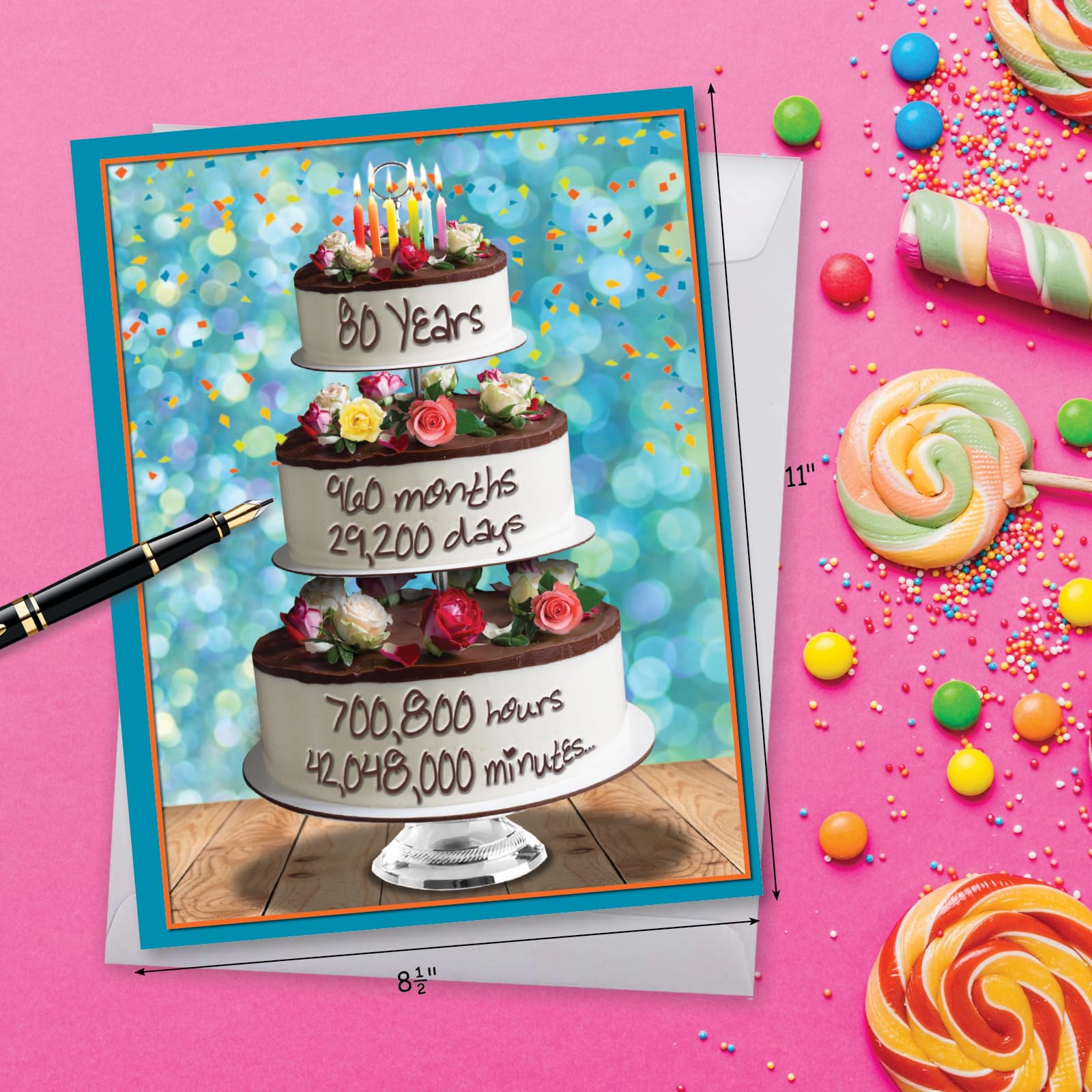 Funny 80th Birthday Card - Jumbo 8.5x11 Inch Milestone Greeting Card with Envelope (1 Pack) - Perfect for 80th Birthday Parties, Retirement Celebrations & Humorous Gift Giving