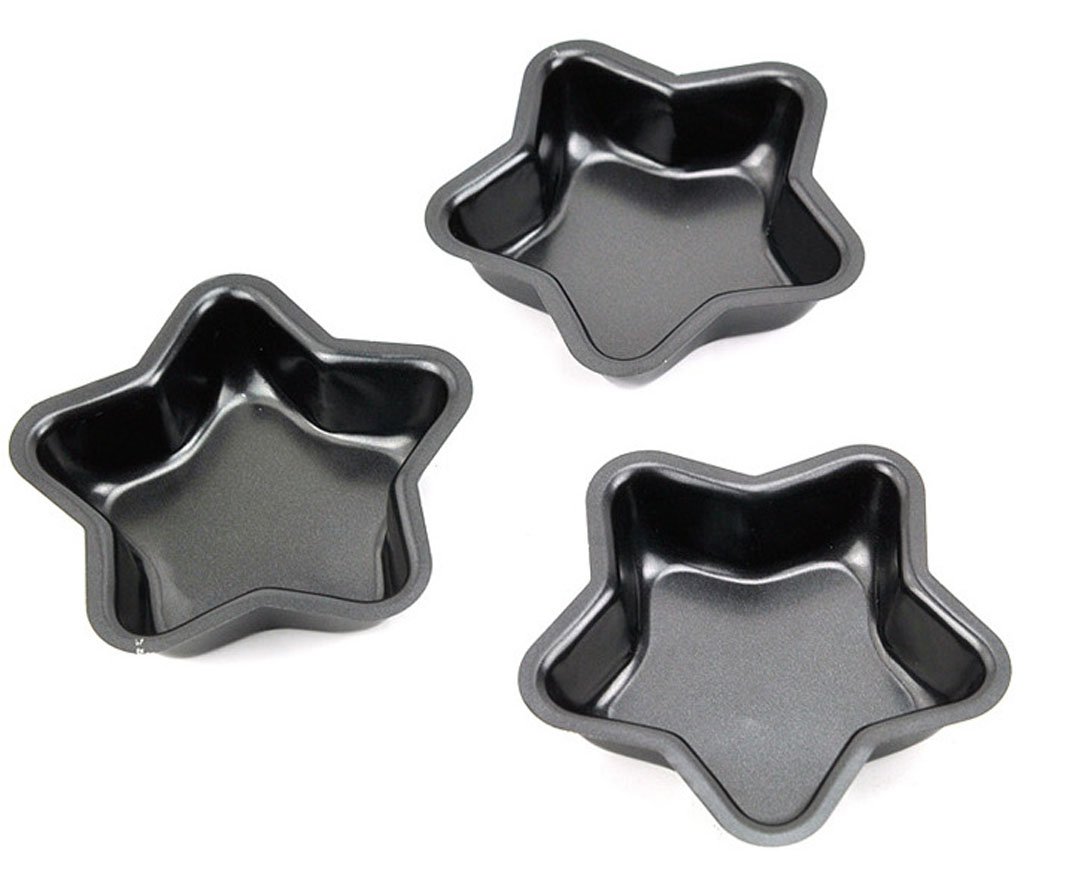 3 Pack Mini Nonstick Pie Pans - Star Shaped Tart Molds for Baking Tarts, Cupcakes, Cheesecakes & Bread | Dishwasher Safe Baking Tins | Perfect for Holiday Desserts, Party Treats & Home Baking