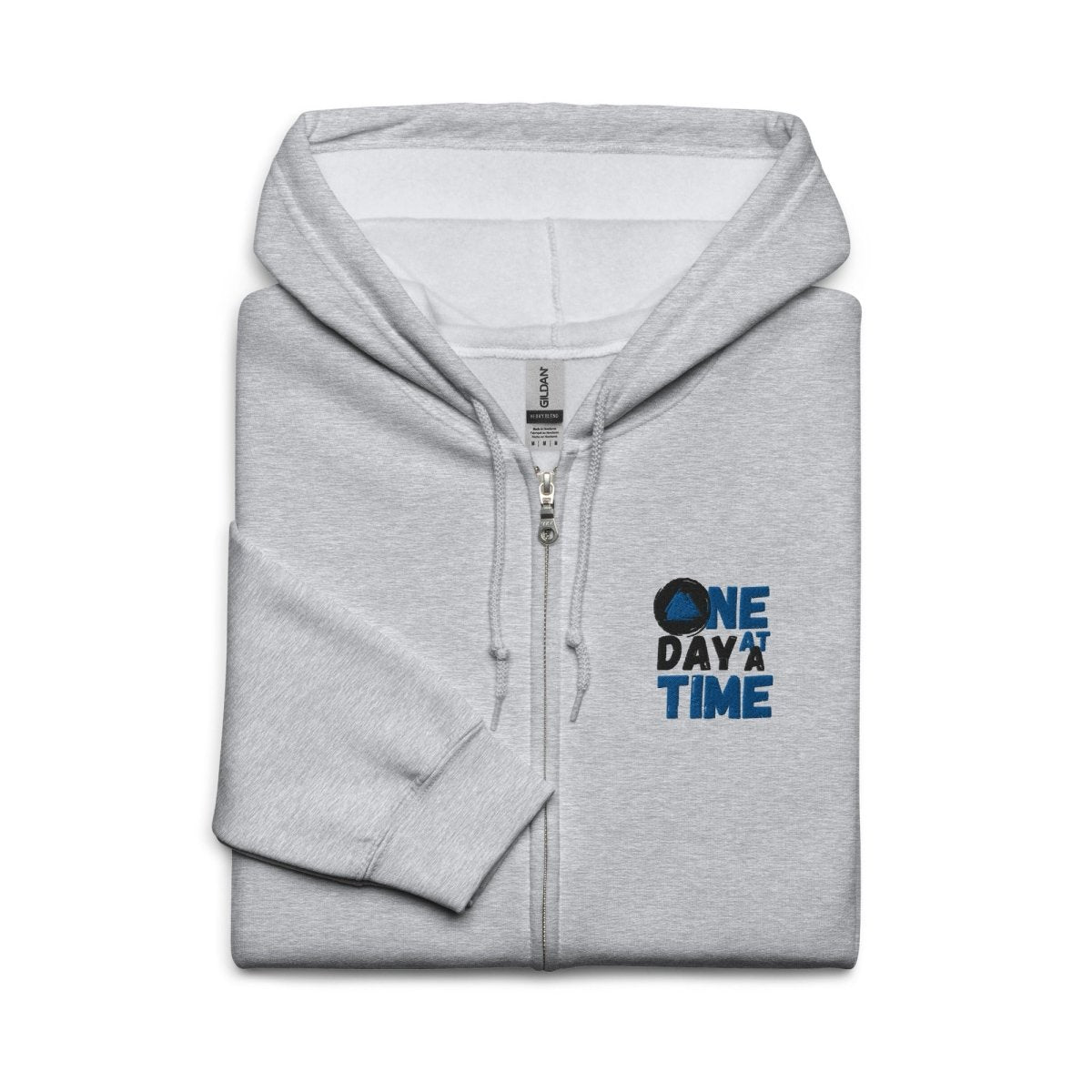 One Day at a Time Sobriety Symbol Unisex Heavy Blend Zip Hoodie - Motivational Recovery Apparel for AA Meetings & Sober Living