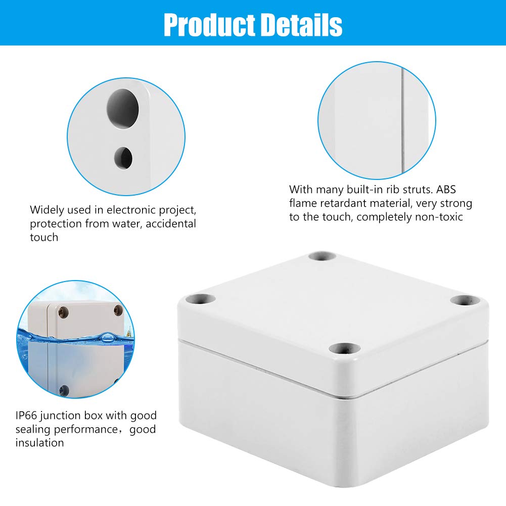Outdoor Electrical Junction Box - Waterproof Cable Enclosure (65x60x35mm) for Secure Outdoor Wiring & Connections - Ideal for Garden, Patio & Exterior Electrical Projects