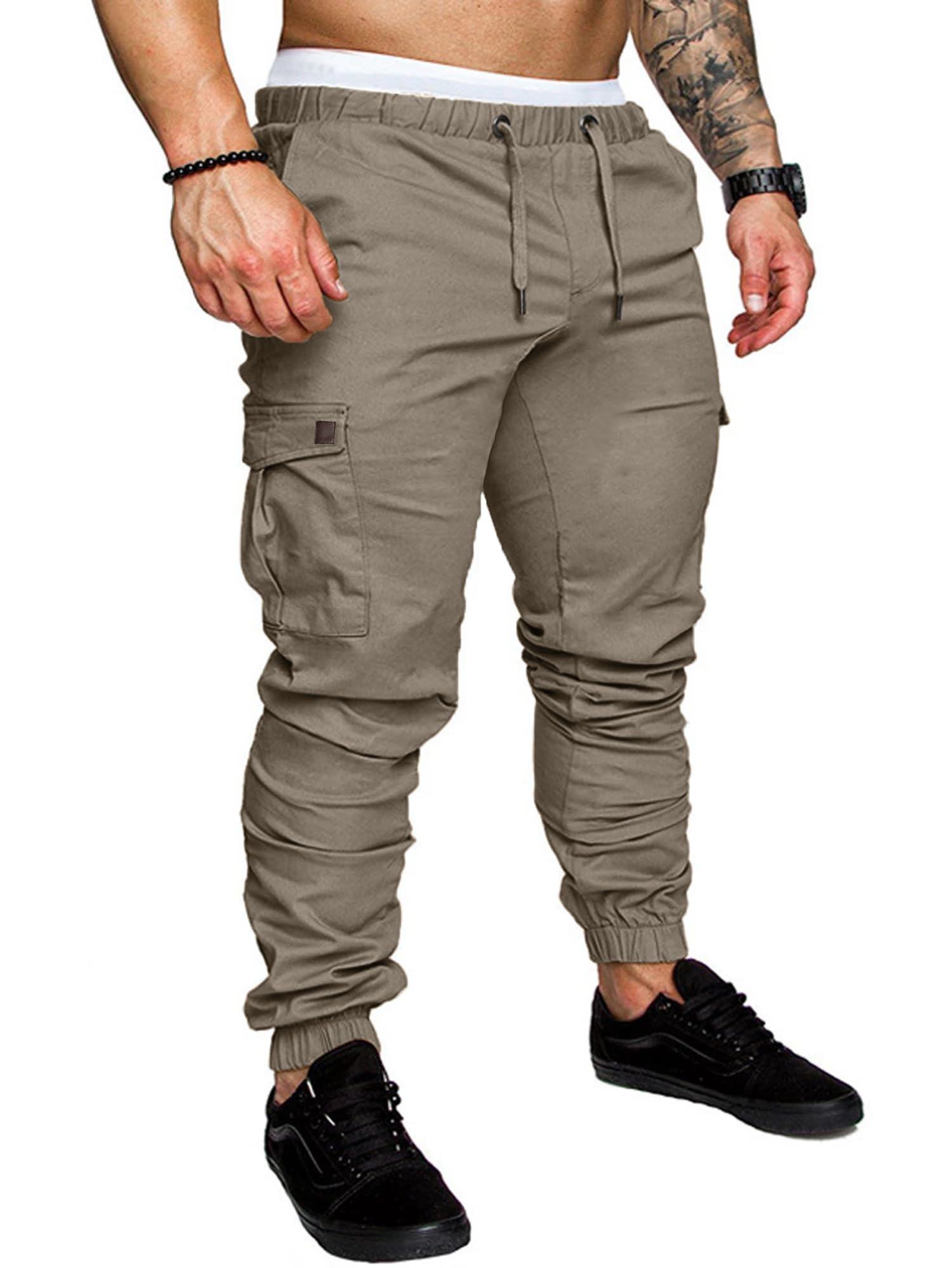 Comdecevis Men's Cargo Pants - Casual Cotton Joggers with 6 Pockets, Drawstring Waist, Twill Fabric for Hiking, Outdoor Activities & Workout | Perfect for Gym, Travel & Everyday Wear