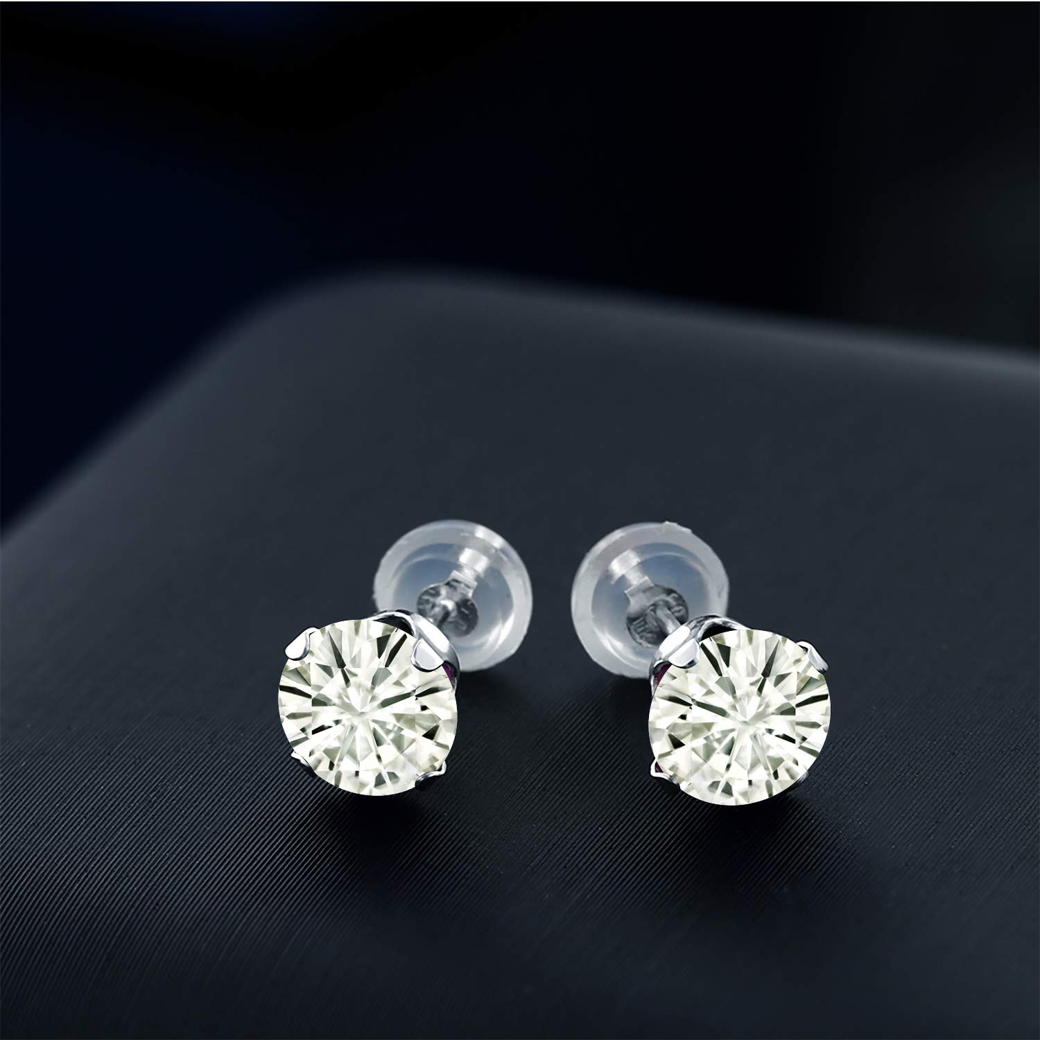 10K White Gold Birthstone Stud Earrings for Women & Men | 6MM Round Gemstone Earrings | Personalized Gift for Anniversary, Birthday, Mother's Day | Hypoallergenic & Comfortable Everyday Jewelry