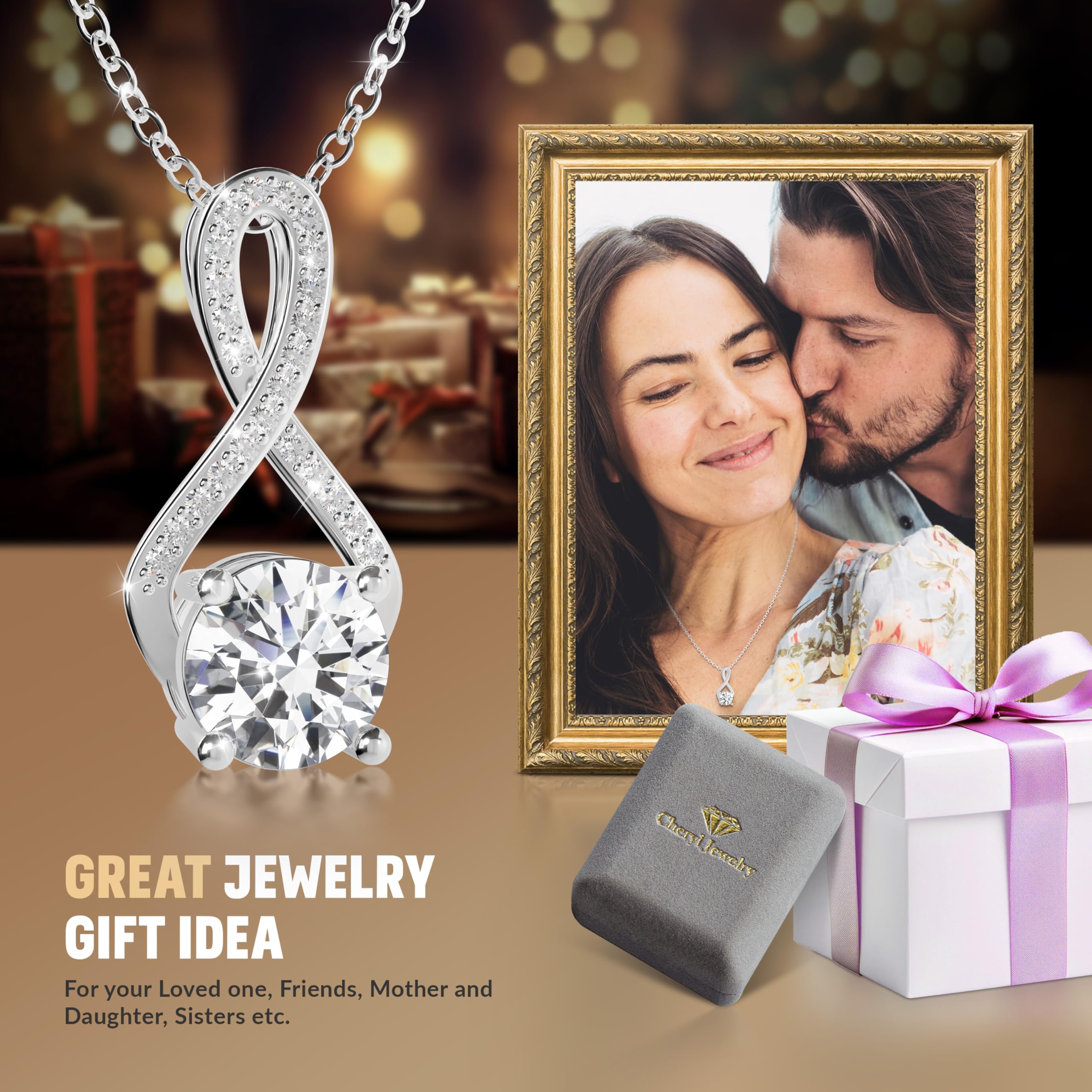 Platinum Plated Moissanite Pendant Necklace for Women | 1-3 Carat D Color VVS1 Moissanite Diamond | Anniversary, Birthday Gift for Wife & Mother | Elegant Jewelry for Weddings, Parties & Special Occasions