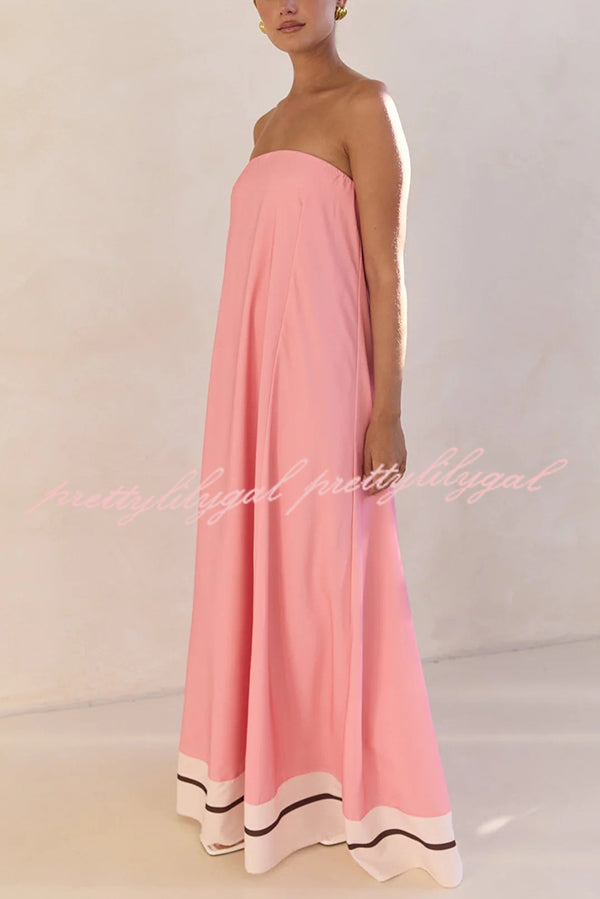 Sexy Tube Top Back Zipper Loose Maxi Dress with Unique Print - Summer Beach Party, Vacation, Date Night Outfit