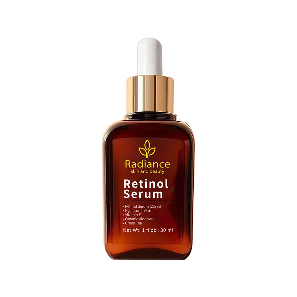 RADIANCE Retinol Serum for Face - Vitamin E, Organic Jojoba Oil & Hyaluronic Acid - Anti-Aging, Wrinkle Reduction & Dark Spot Treatment - Smooths Fine Lines & Brightens Skin - 1 Oz Facial Serum for Night Routine & Daily Skincare