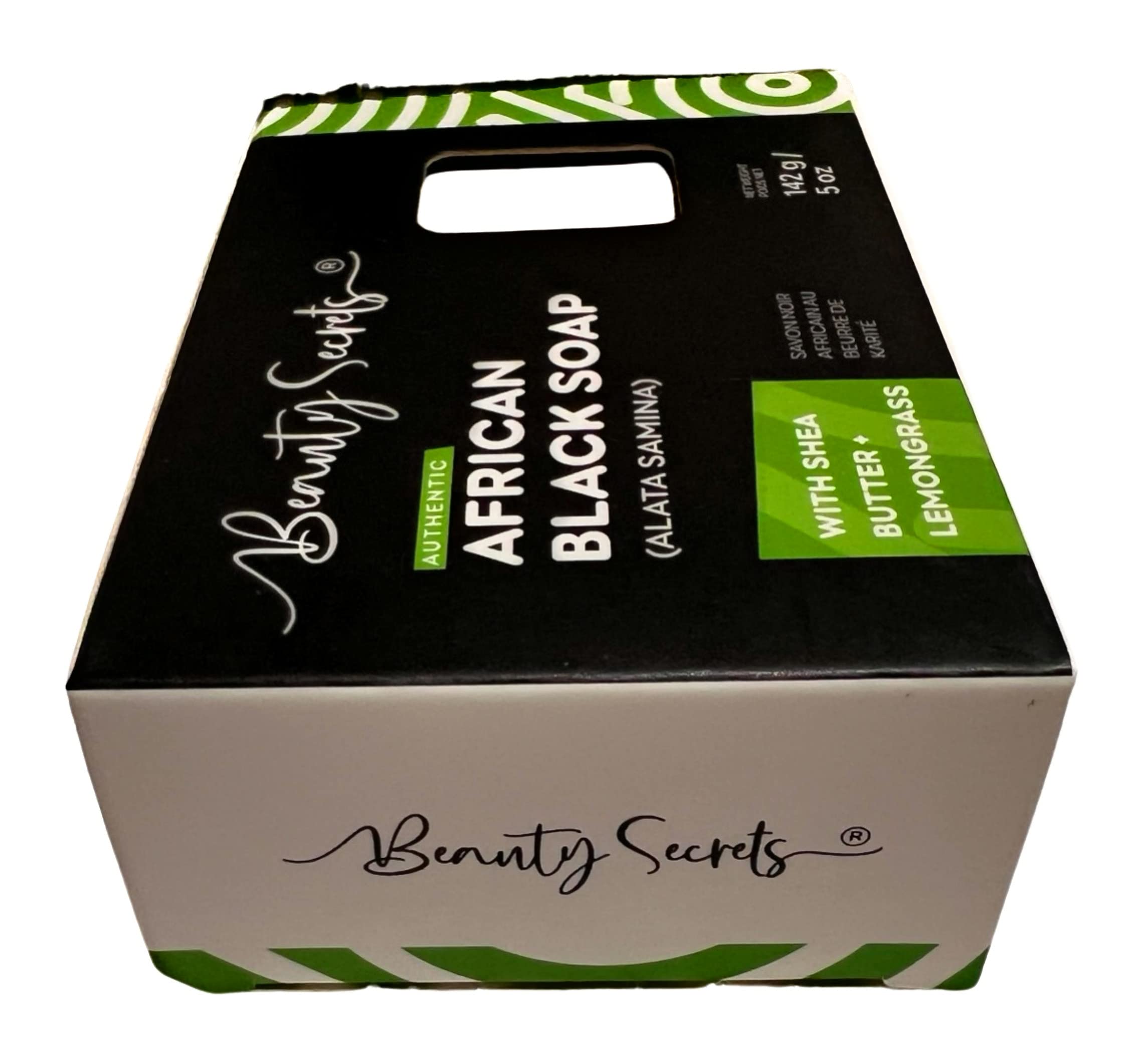 African Raw Black Soap Bar with Shea Butter & Lemongrass Essential Oil - 5oz Travel Size, Organic, Vegan, Acne Treatment, Dark Spot Remover - Ghanaian Beauty Secret for Face, Body & Hair Care - Perfect for Travel, Gym & Daily Skincare Routine