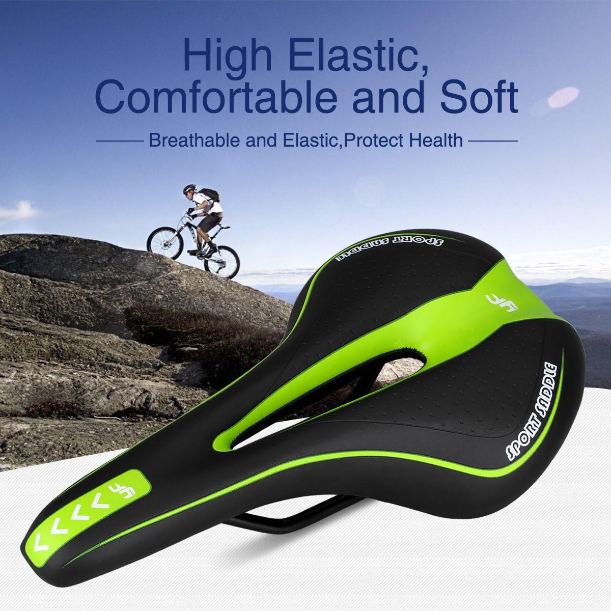 **Comfortable & Breathable Mountain Bike Saddle with Central Relief Zone – Ergonomic Design for Road & Mountain Biking – Perfect for Long Rides & Commuting**