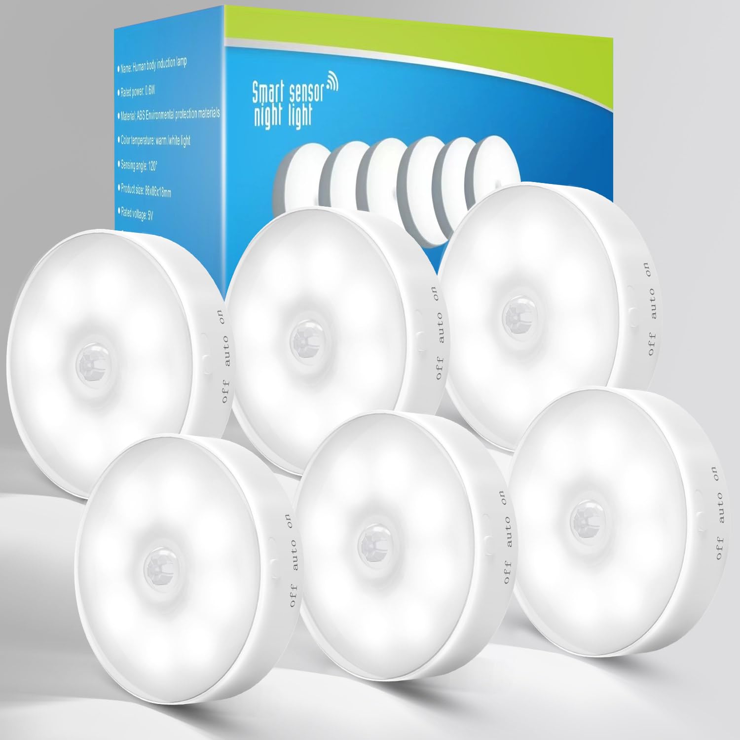KALAHOL Motion Sensor LED Lights Indoor 6 Pack - USB Rechargeable Under Cabinet Lighting, Stair Lights, Night Lights with 3 Modes - Magnetic Mount for Kitchen, Closet, Stairs & Cupboards (Ideal for Nighttime Safety & Energy-Efficient Home Lighting)