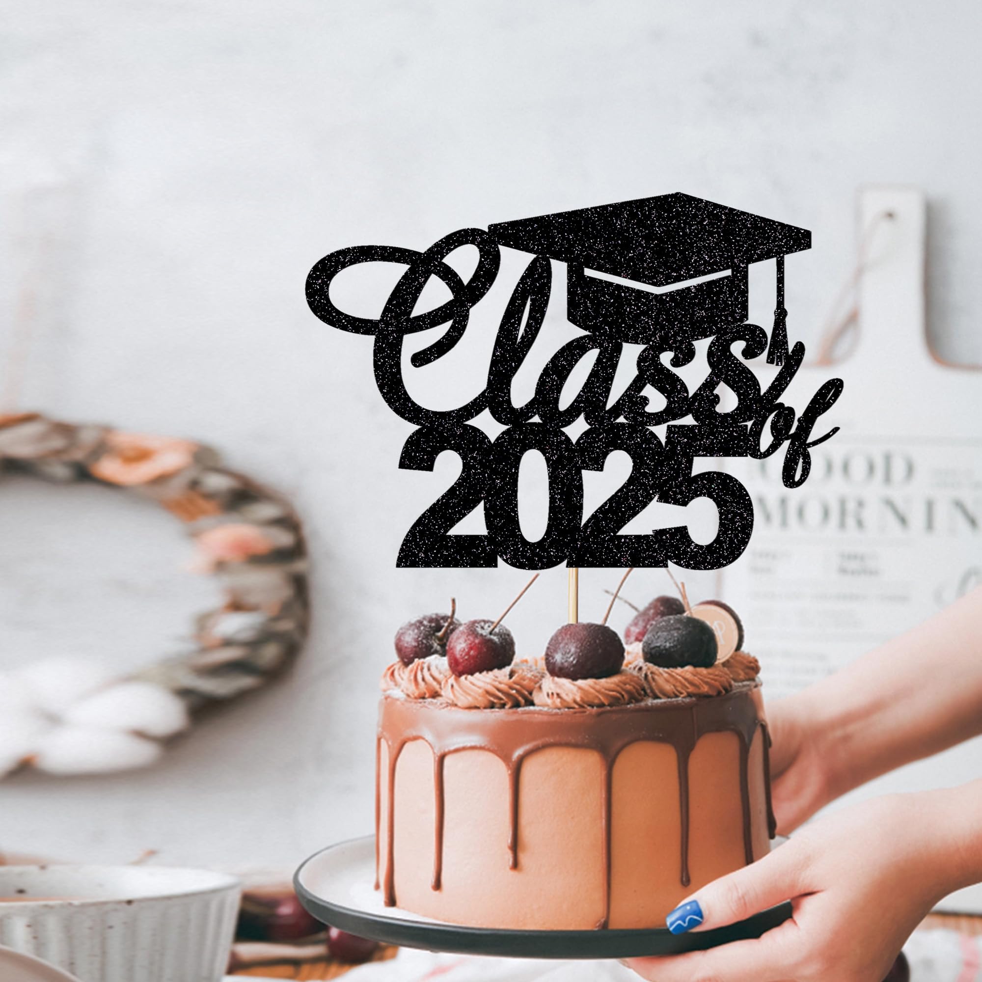 Class of 2025 Graduation Cake Topper - Elegant Black Ceremony Cake Decoration for Graduation Parties & Celebrations | Perfect for High School & College Graduation Cakes