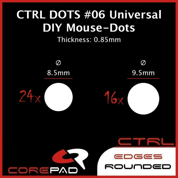 Corepad Skatez CTRL Mouse Feet #06 Universal DIY Dots - Premium Mouse Glides for Gaming & Productivity - Smooth Tracking for FPS, MOBA & Office Use