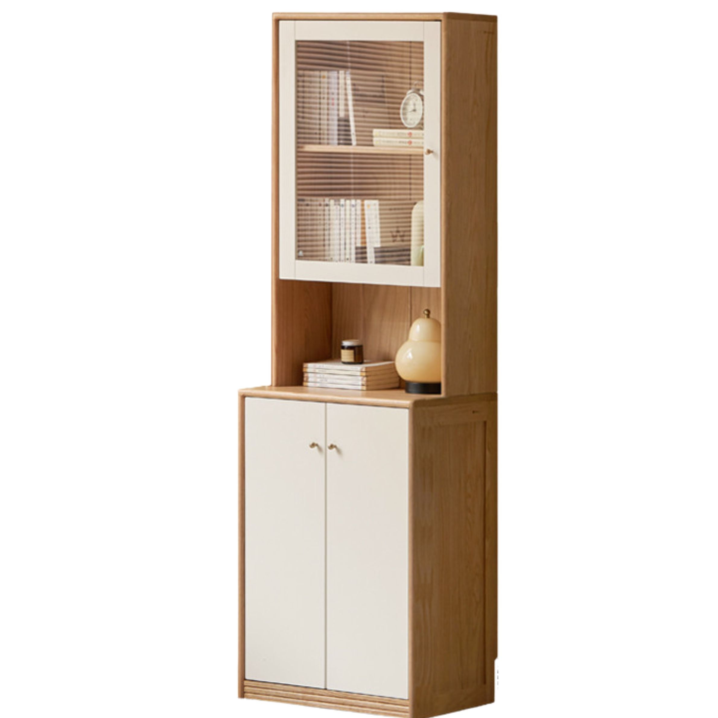 Oak and Poplar Solid Wood Bookcase - Sturdy and Stylish Bookshelf for Home Office, Living Room, or Library Storage