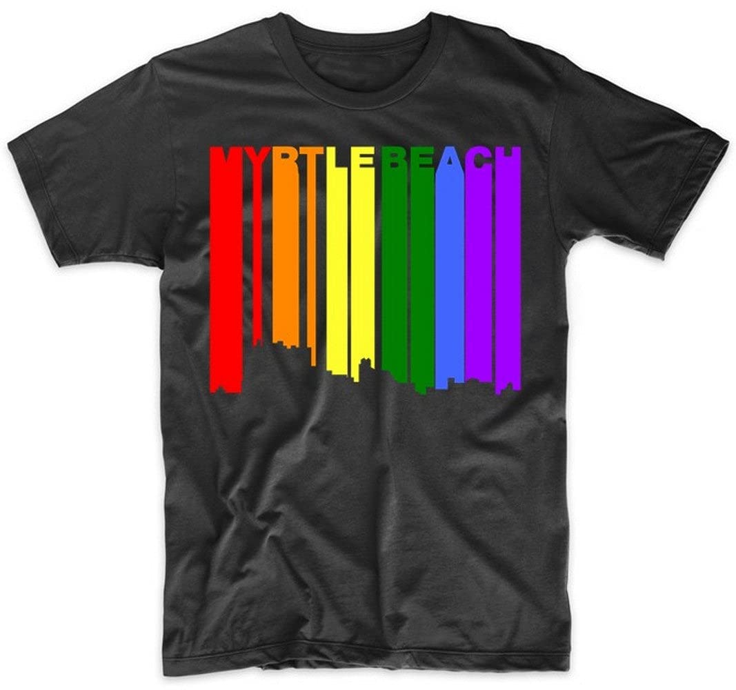 Myrtle Beach Gay Pride T-Shirt - LGBTQ Rainbow Skyline Design for Pride Events, Beach Outings & Festivals in South Carolina