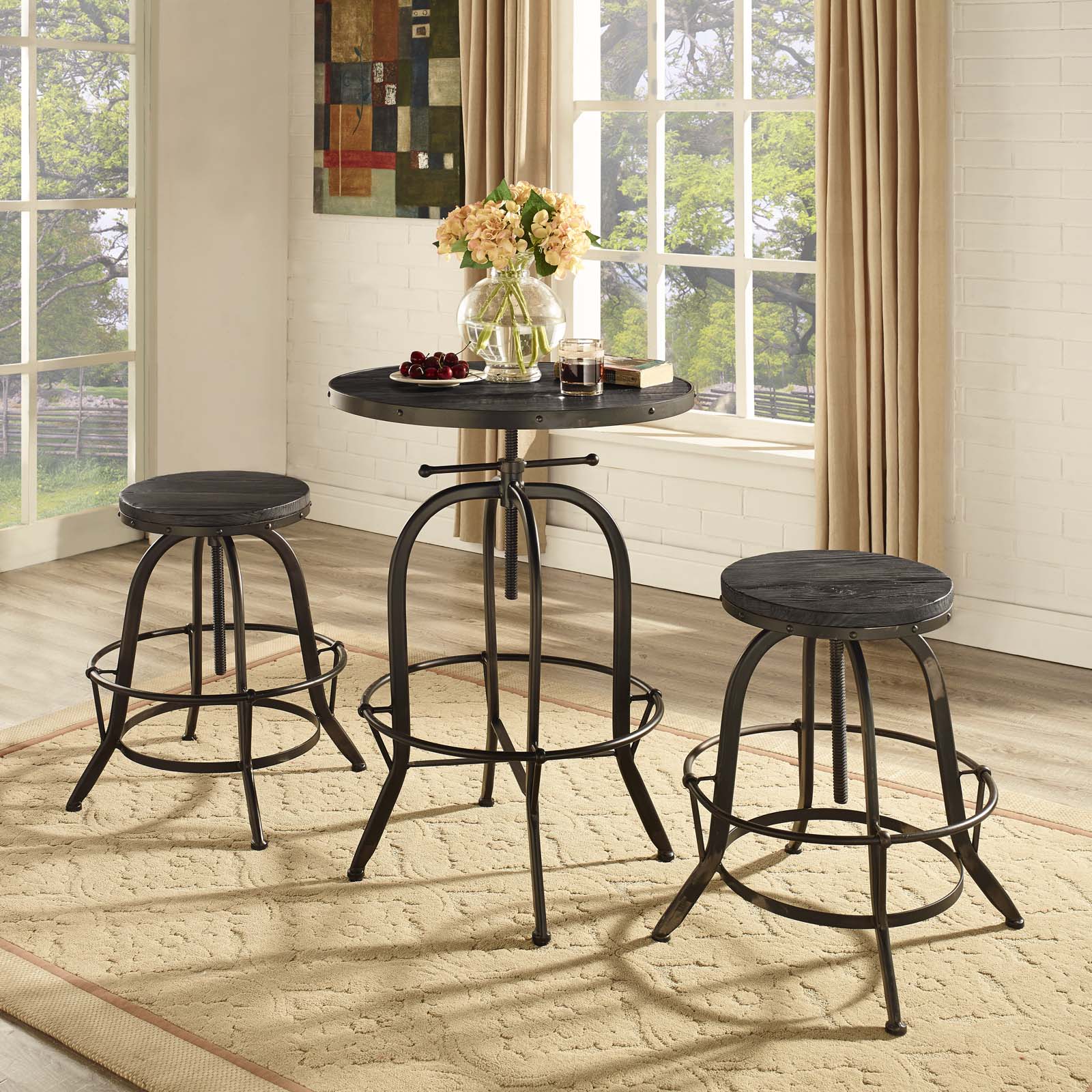 Stylish Sylvan Wood Top Bar Table - Modern Kitchen Island & Dining Counter Height Table for Home & Restaurant Use