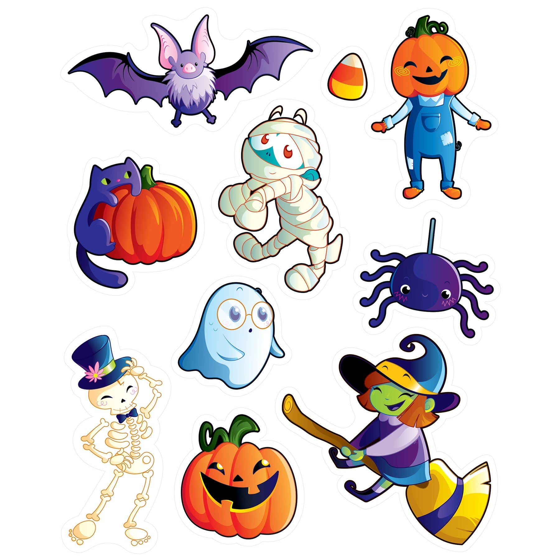 12 Pack Beistle Halloween Friends Cling Sheet - Decorative Window Clings for Halloween Party Decorations, Home & Office Decor