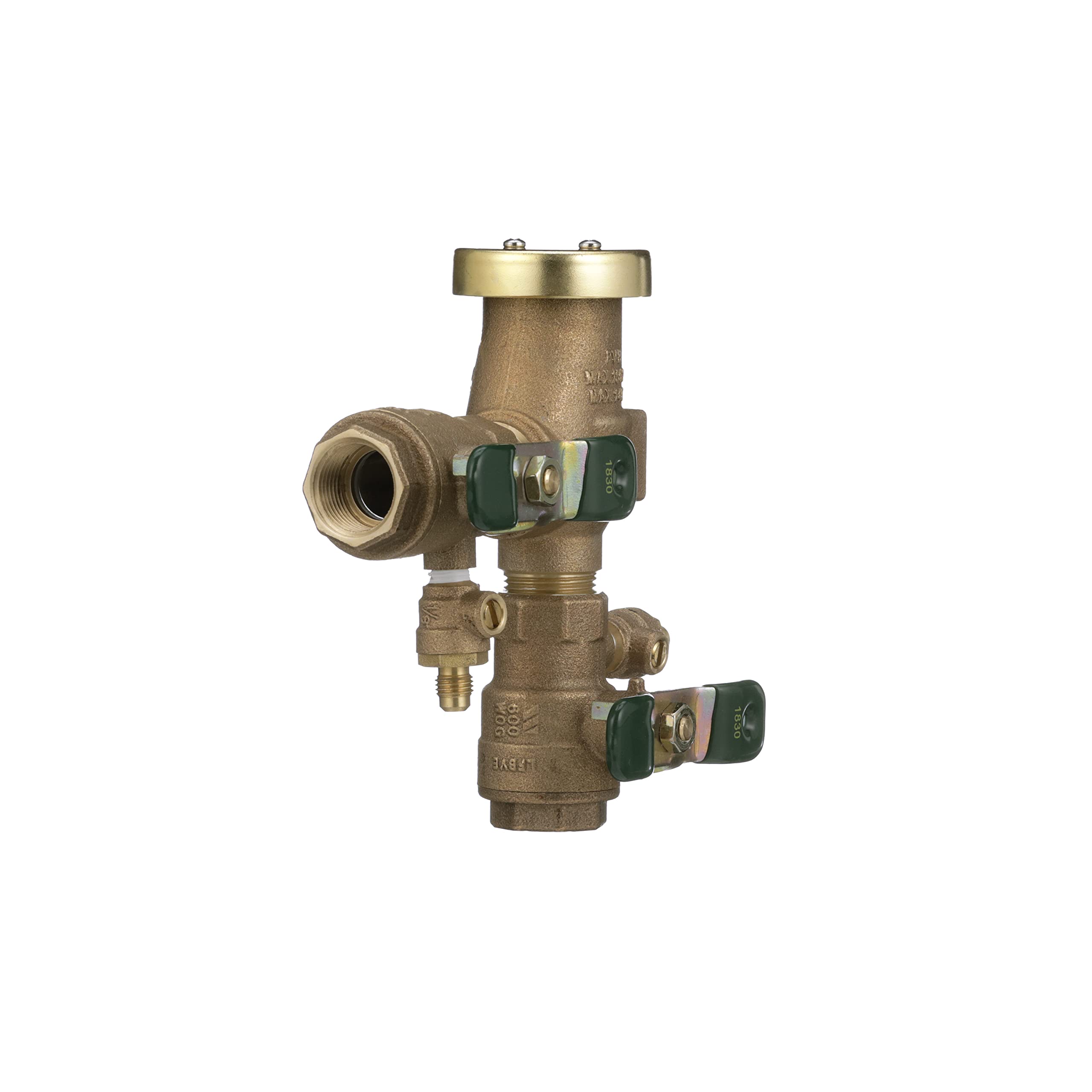 Watts 0388014 Freeze Resistant Pressure Vacuum Breaker - 3/4 Inch Bronze Quarter Turn Shutoff Valve with Tee Handle | Ideal for Plumbing, Irrigation & Water Supply Systems