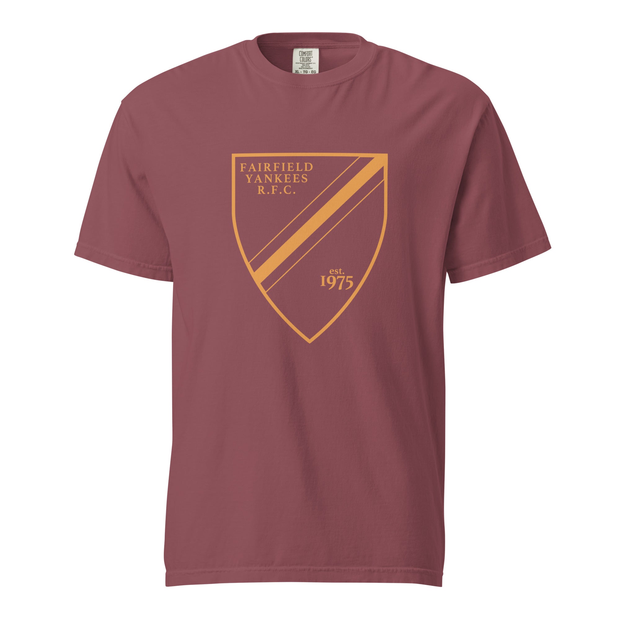 Fairfield Yankees RFC Garment Dyed Cotton T-Shirt - Vintage Washed Soft Crewneck Tee for Men | Casual Wear, Sports Fan Apparel, Everyday Outfits