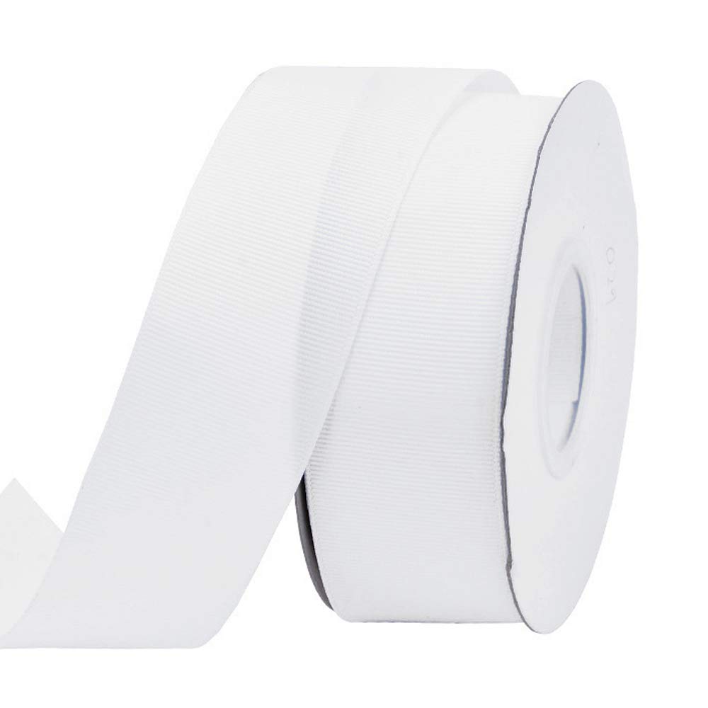1.5 Inch White Grosgrain Ribbon - 25 Yards Bulk Roll for Gift Wrapping, DIY Crafts, Bow Making, Wreaths, Hair Accessories & Wedding Decorations - Perfect for Party Favors, Scrapbooking & Home Decoration