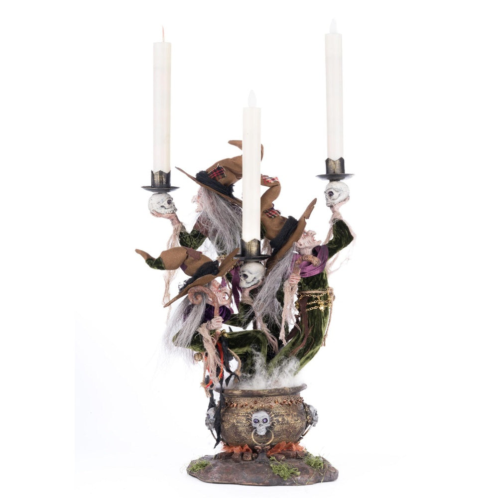 Broomstick Acres Witches Candle Holder by Katherine's Collection - Halloween Decor, Gothic Home Accessory for Witchy Aesthetic & Spooky Party Decorations