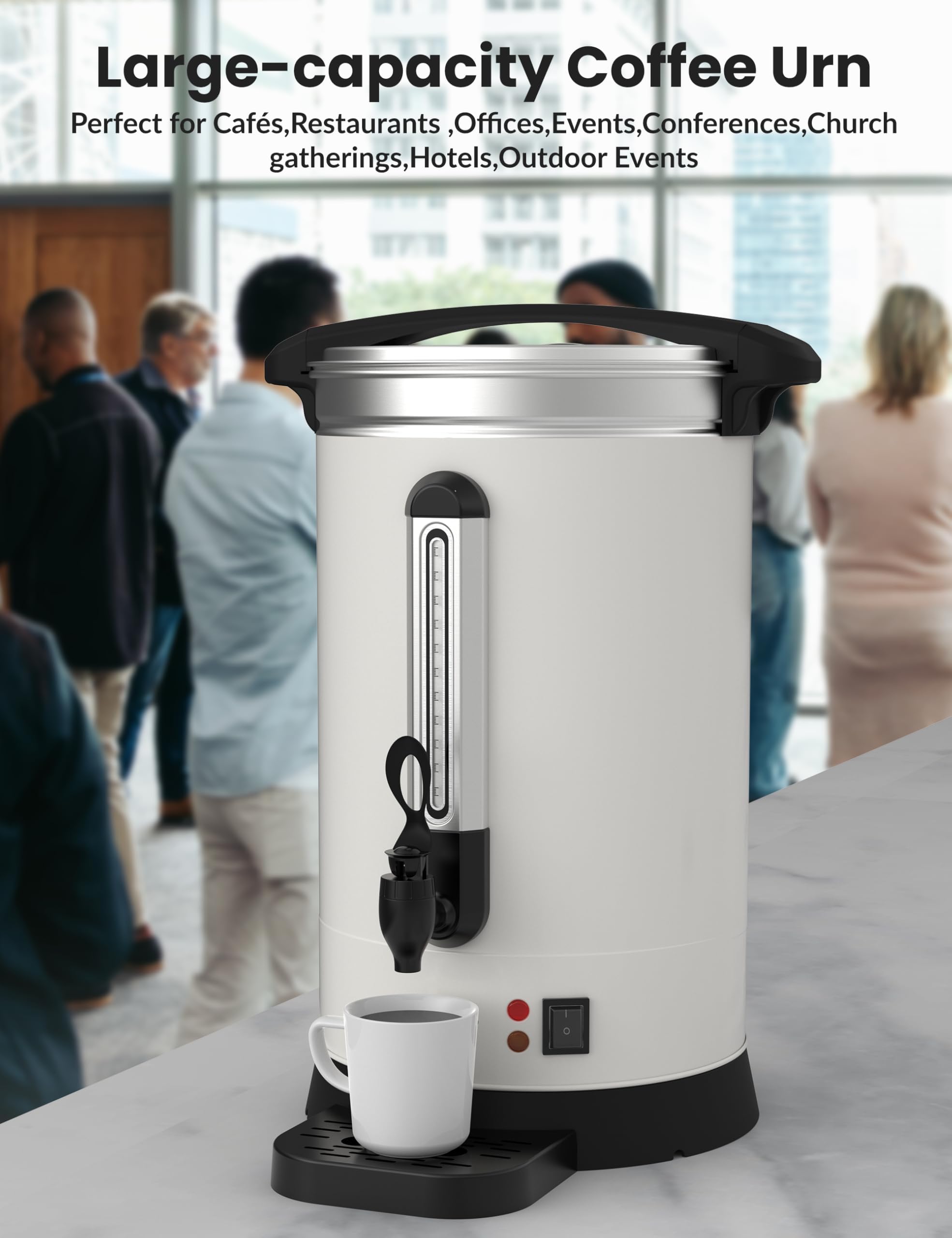 120 Cups (18L/4.8 Gallon) Commercial Coffee Maker - Stainless Steel Double Wall Insulated Coffee Urn - Large Capacity Hot Water Dispenser for Buffet Catering, Weddings, Meetings & Office Events - Perfect for Restaurants, Hotels & Catering Services