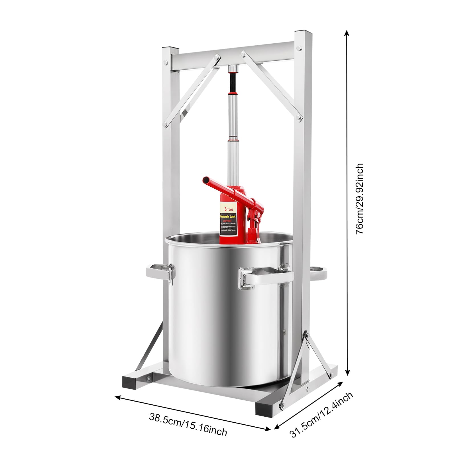 Stainless Steel 22L Hydraulic Fruit Wine Press for Apple, Grape, Berry & Vegetable - Cider Making Equipment & Supplies - Perfect for Home Brewing, Juice Extraction & Food Processing