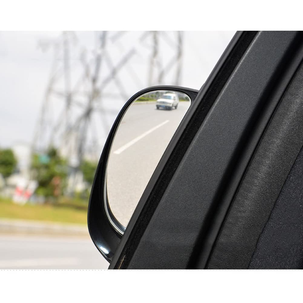Car Blind Spot Mirrors - Wide Angle Rearview Mirror for Most Cars, SUVs & Vehicles | B-Pillar Rear Seat Auxiliary Observation Mirror (Black, Left Side) | Enhance Safety & Visibility While Driving, Parking & Lane Changing